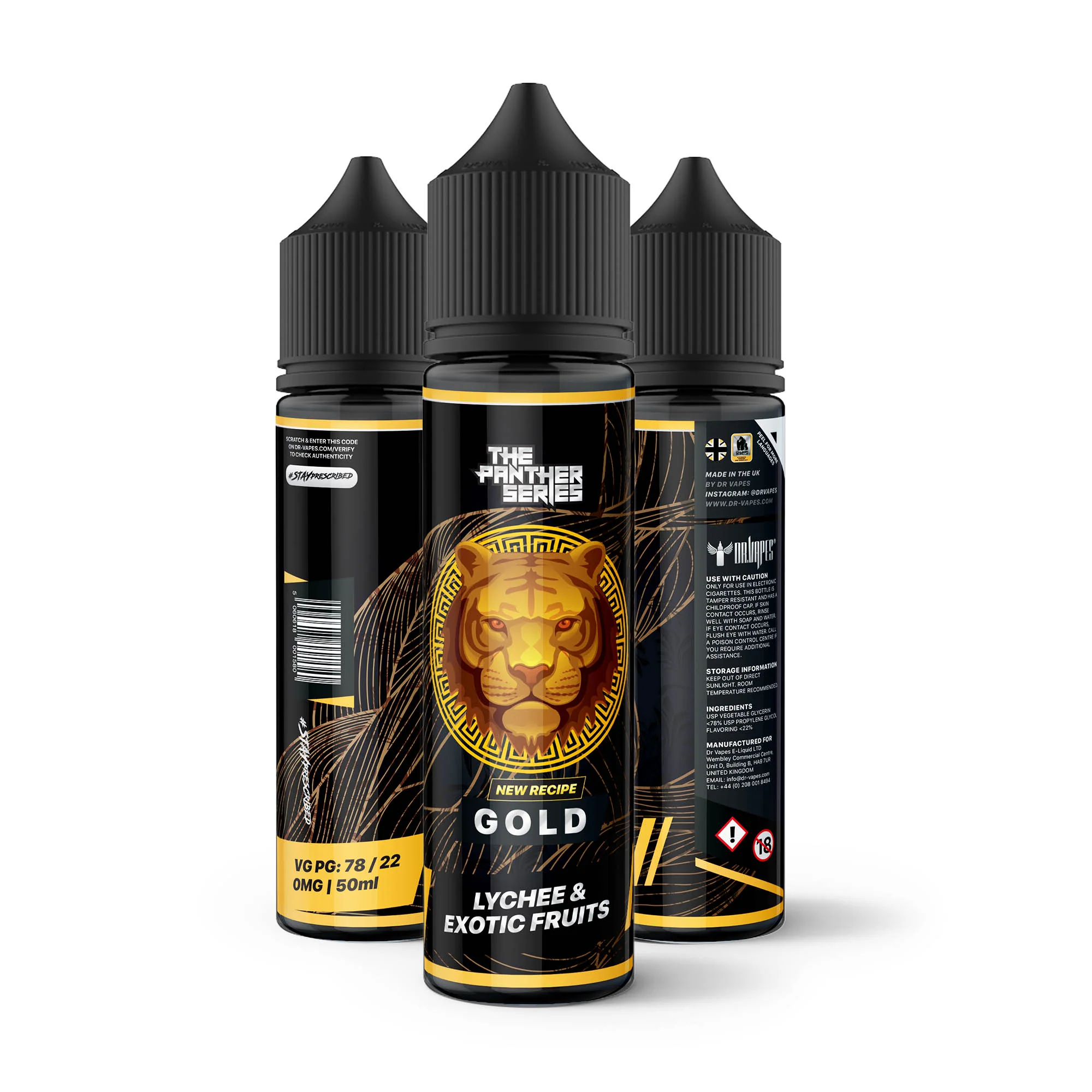 DR VAPE THE PANTHER SERIES GOLD (LITCHI & FRUITS) 60ML NICOTINE 3MG