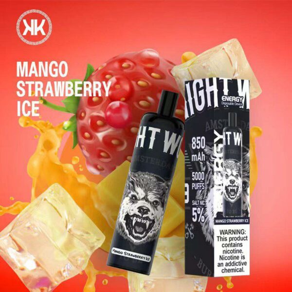strawberry mango ice by kk energy 5000 puffs (rechargeable)