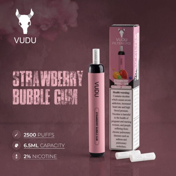 vudu strawberry bubblegum 2500 puffs disposable 20mg