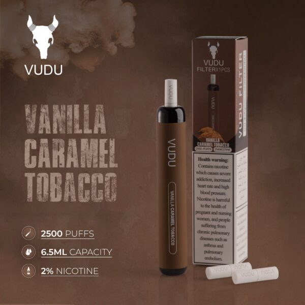 vudu vanilla caramel tobacco 2500 puffs disposable 20mg