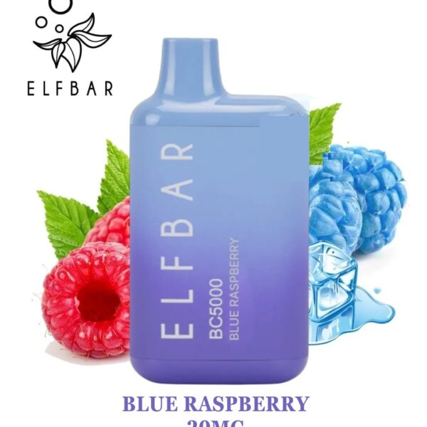 blue raspberry by elfbar 5000 puffs disposable 20mg