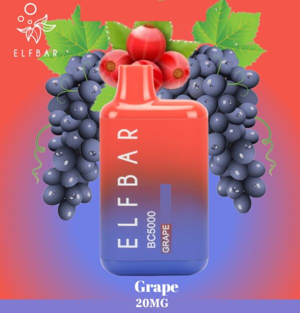 grape by elfbar 5000 puffs disposable 20mg