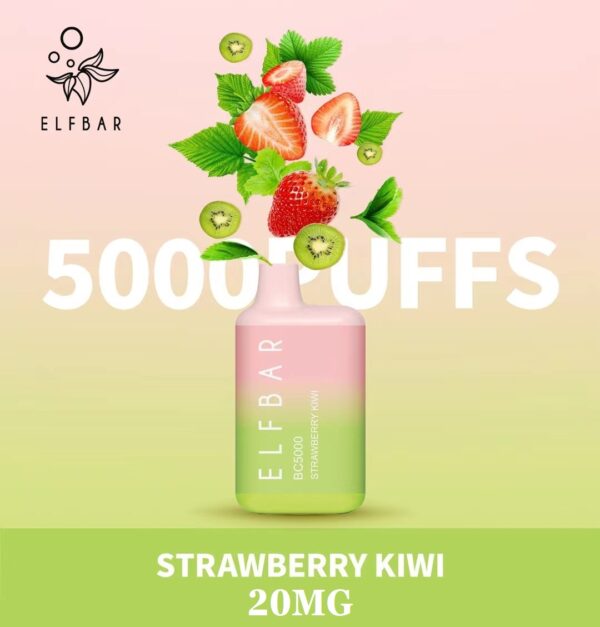 strawberry kiwi by elfbar 5000 puffs disposable 20mg